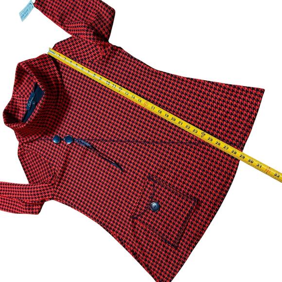 NWT Calessa Womens Stretch Knit Houndstooth Cowl Neck Tunic Top Size L Red Black - Picture 9 of 16